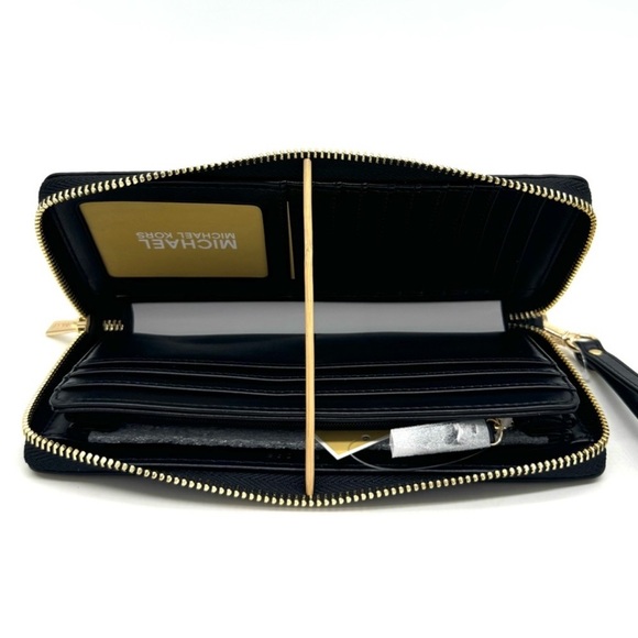 Michael Kors Large Continental Wallet Black/Gold - Picture 7 of 8